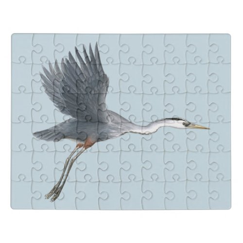 Flying Great Blue Heron Acrylic Jigsaw Puzzle