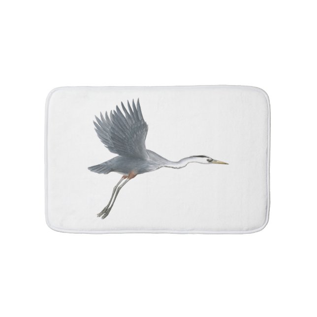 Flying Great Blue Heron Bath Mat (Front)