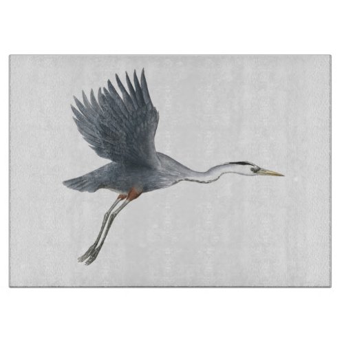 Flying Great Blue Heron Bird Art Cutting Board