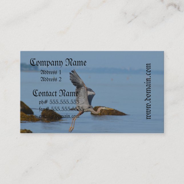 Flying Great Blue Heron Business Card (Front)