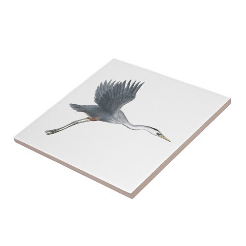 Flying Great Blue Heron Ceramic Tile