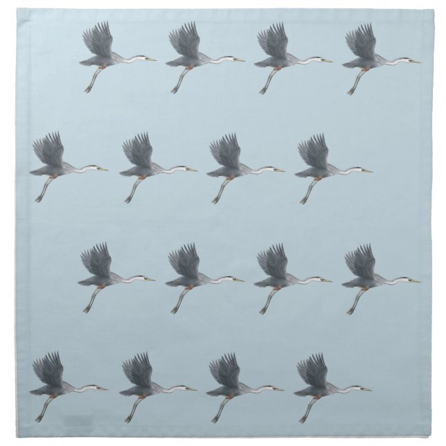 Flying Great Blue Heron Pattern Cloth Napkin (Front)