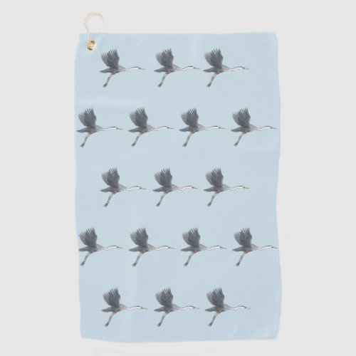 Flying Great Blue Heron Pattern Golf Towel