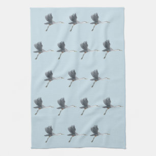 Flying Great Blue Heron Pattern Kitchen Towel