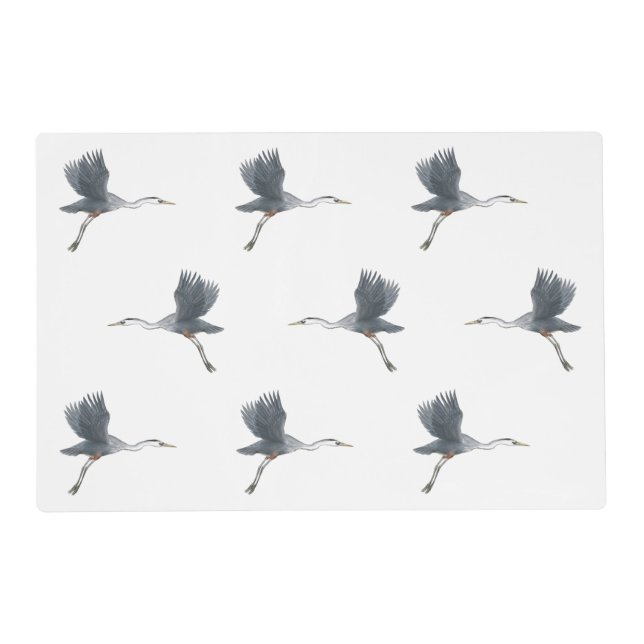 Flying Great Blue Heron Pattern Placemat (Front)