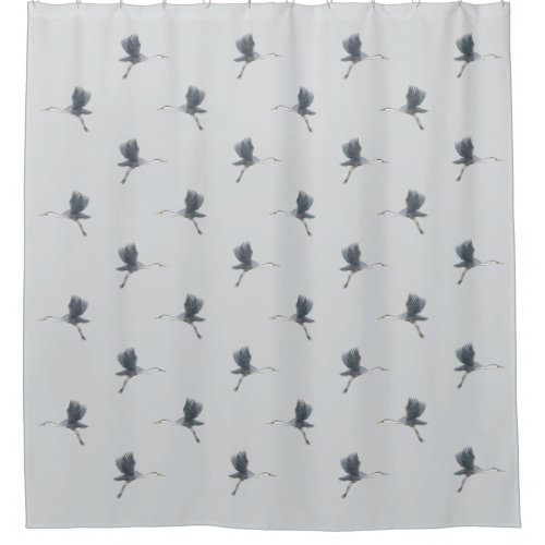 Flying Great Blue Heron Pattern Shower Curtain