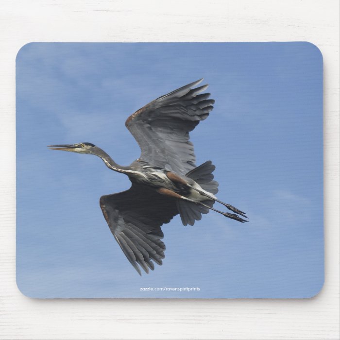 Flying Great Blue Heron Photo Mousepad