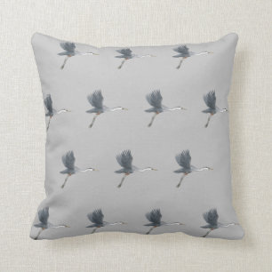 Flying Great Blue Heron Throw Pillow