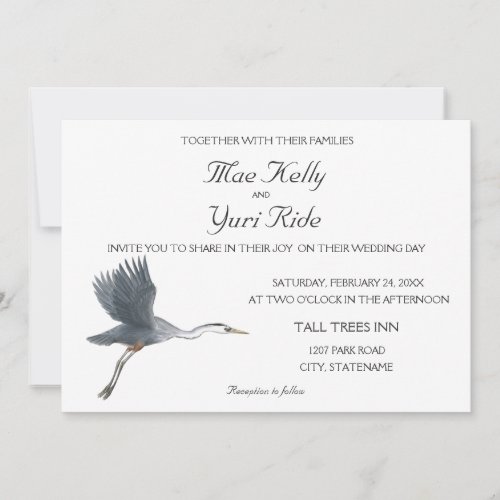 Flying Great Blue Heron Wedding Invitation