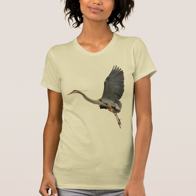 Flying Great Blue Heron Wildlife Shirt (Front)