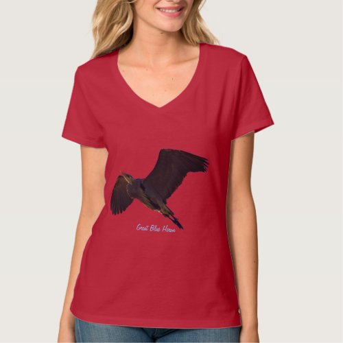 Flying Great Blue Heron Wildlife T_Shirt
