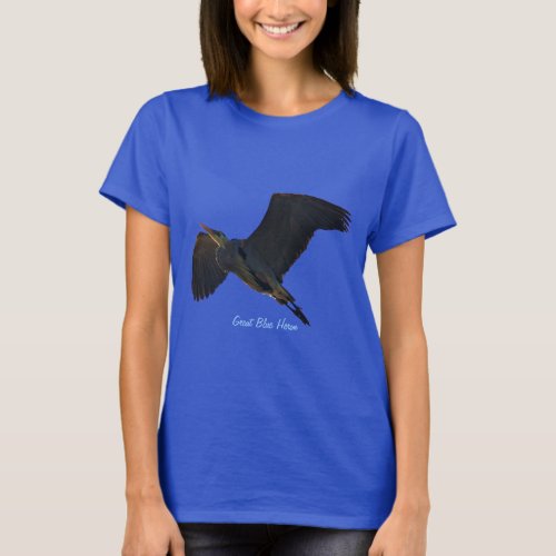 Flying Great Blue Heron Wildlife T_Shirt