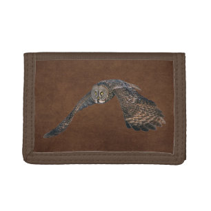 Flying Great Grey Owl Faux-Leather Wallet