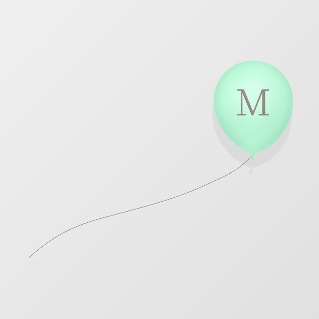 Flying Green Balloon Custom Message or Monogram Wall Decal (Front)