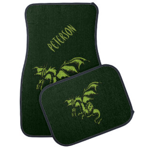 Flying Green Dragon Monogram Car Floor Mat