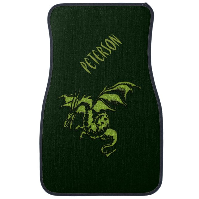 Flying Green Dragon Monogram Car Mat (Front)