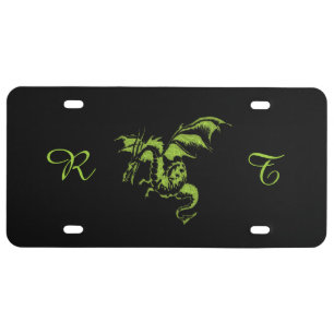Flying Green Dragon Monogram License Plate