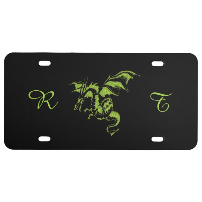 Flying Green Dragon Monogram License Plate (Front)