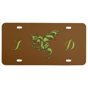 Flying Green Dragon Monogram License Plate