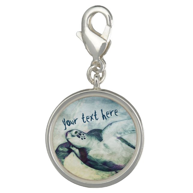 Flying Green Sea Turtle | Keychain Charm (Front)