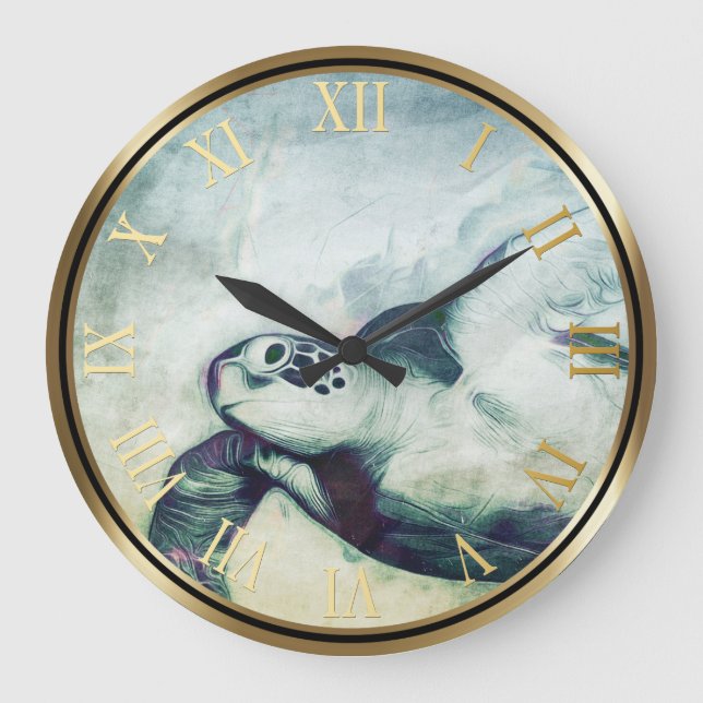 Flying Green Sea Turtle | Wall Clocks (Front)