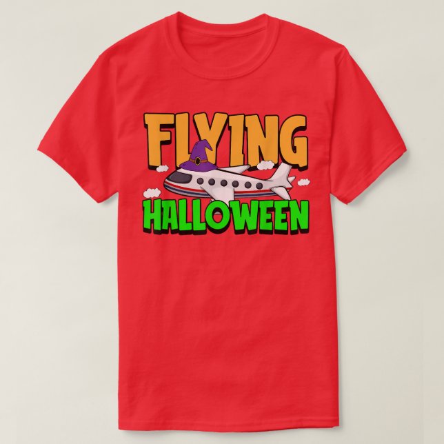 Flying Halloween Costume Cool Airplane Witch Hat P T-Shirt (Design Front)