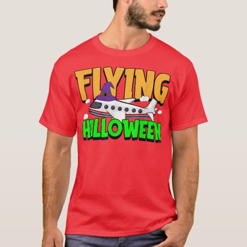 Flying Halloween Costume Cool Airplane Witch Hat P T_Shirt