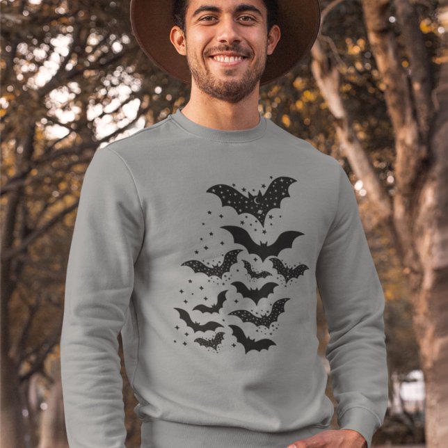 Flying Halloween Galaxy Bats and Stars Sweatshirt (Creator Uploaded)