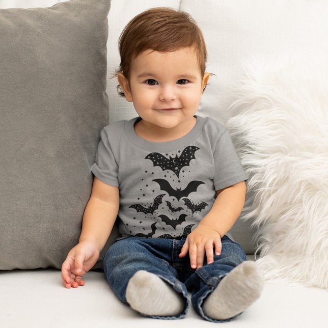 Flying Halloween Galaxy Bats and Stars Toddler T-shirt (Creator Uploaded)
