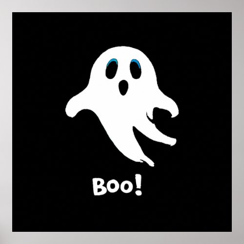 Flying Halloween Ghost Poster