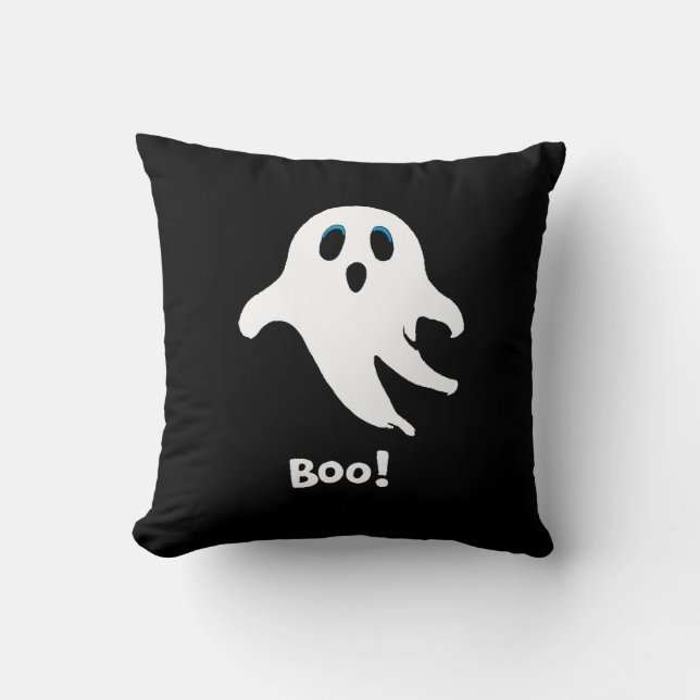 Flying Halloween Ghost Throw Pillow (Front)
