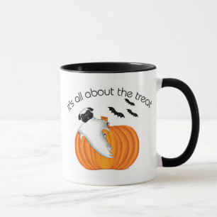 Flying Halloween Pug Ghost Funny Saying Pumpkin Mug