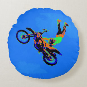 Flying Handstand - Freestyle Motocross Stunt Round Pillow
