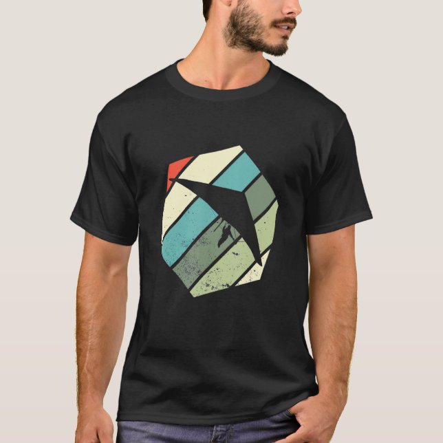 Flying Hang Glider Soaring Hexa Retro Hang Gliding T-Shirt (Front)