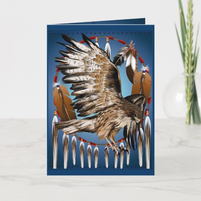 Flying Hawk Dreamcatcher Card (Front)