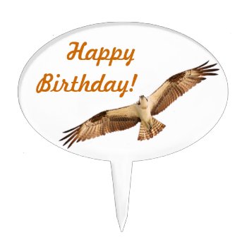 Flying Hawk Happy Birthday Cake Topper by TrailsThroughNature at Zazzle