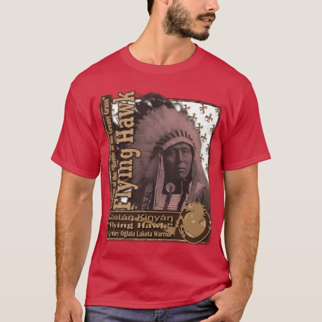 Flying Hawk Oglala Lakota Warrior T-Shirt (Front)