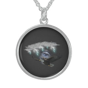 Flying hawk sterling silver necklace