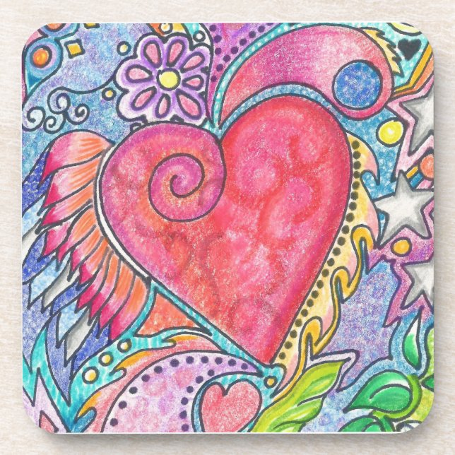 Flying Heart Beverage Coaster (Front)