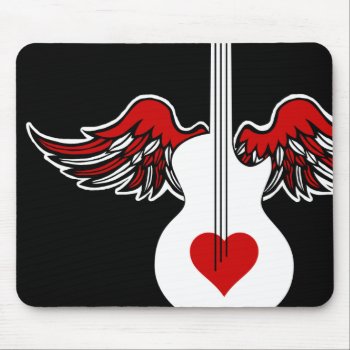 Flying Heart Guitar Mouse Pad by WaywardMuse at Zazzle