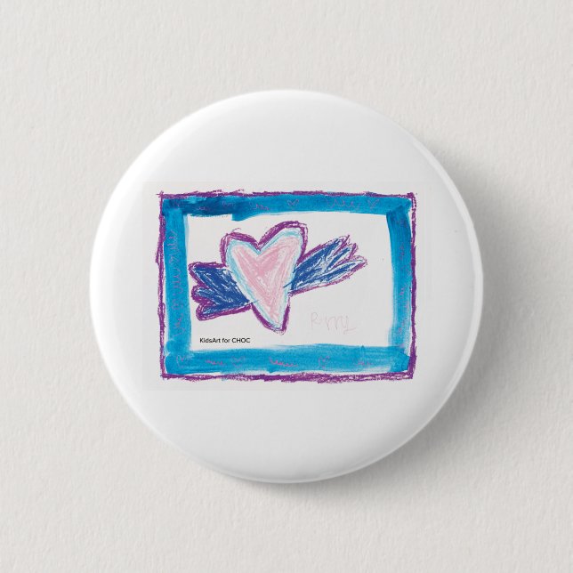 Flying Heart - Kids Art for CHOC  Button (Front)