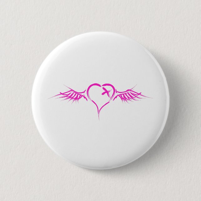 Flying Heart Pinback Button (Front)