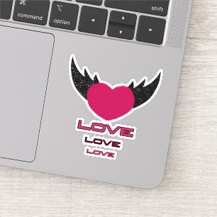 Flying heart sticker