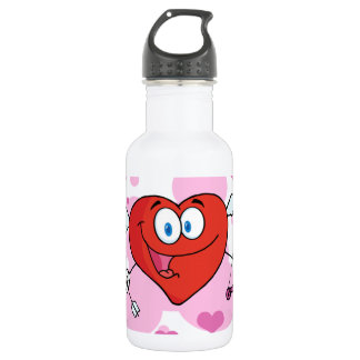 Flying Heart with Bow and Arrow Water Bottle