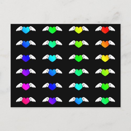 Flying Hearts Colorful Rainbow Colors Love Hearts Postcard