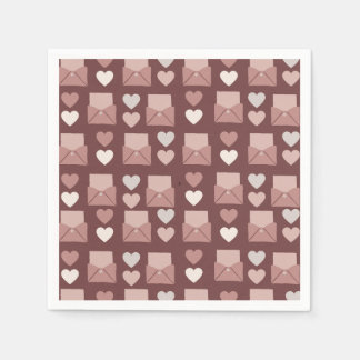 flying hearts, love envelopes and mobile phones napkins