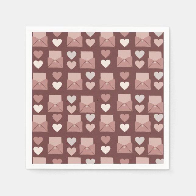 flying hearts, love envelopes and mobile phones napkins (Front)