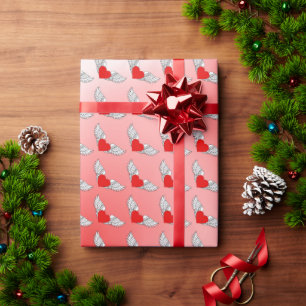 Flying Hearts Tilt Wrapping Paper