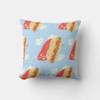 Flying Hero Sandwich Fun Caped Cartoon