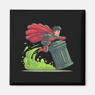 Flying Hero With Trash Can Costume For Take Out Th Magnet